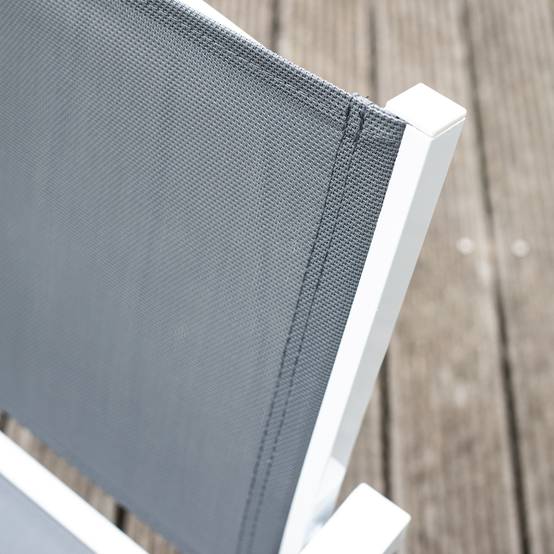 Salon de jardin BARI en textilène gris 8 places - aluminium blanc - HAPPY GARDEN - Imagen 7