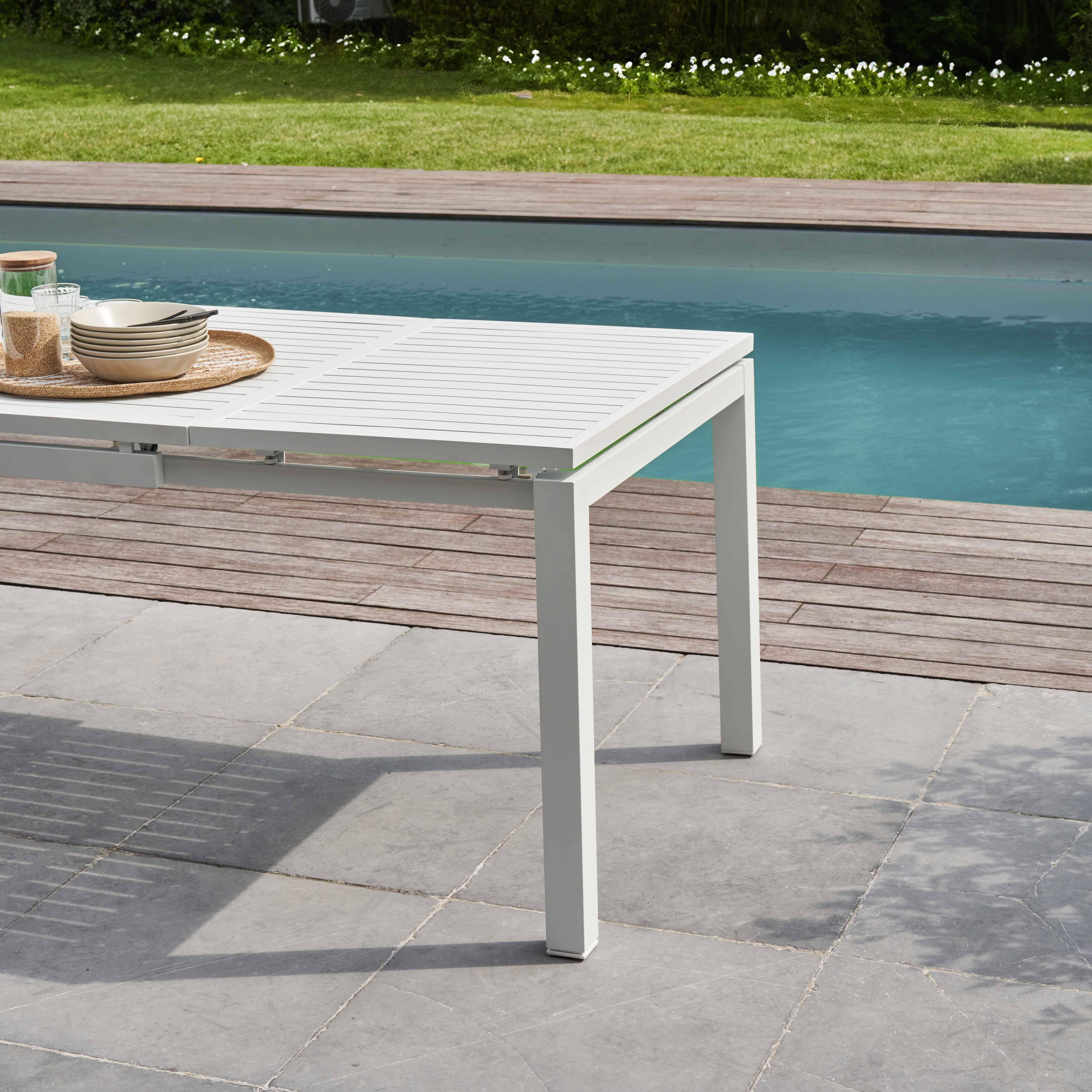 Oviala - Table de jardin extensible en aluminium 8 à 10 places blanc Galilée - Oviala - Imagen 5