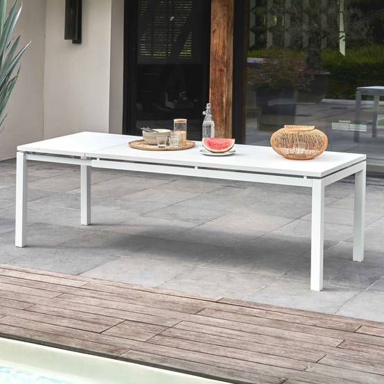 Oviala - Table de jardin extensible en aluminium 8 à 10 places blanc Galilée - Oviala - Imagen 2