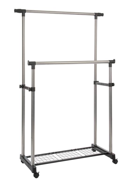 Tringle à vêtements aluminium robuste réglable avec tablette - PRACTO HOME - Image 1