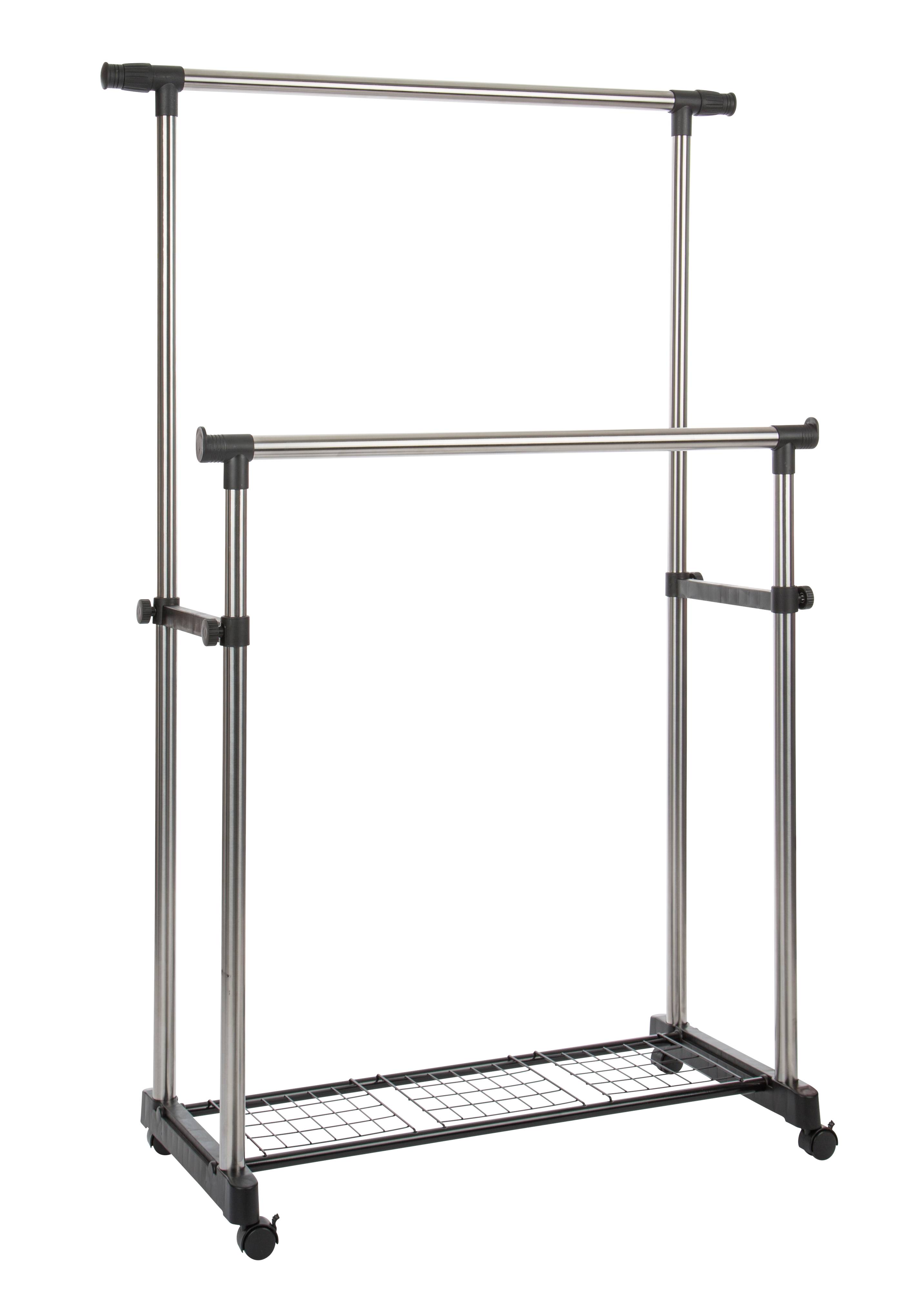 Tringle à vêtements aluminium robuste réglable avec tablette - PRACTO HOME - Image 1