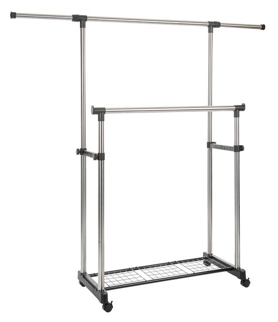 Tringle à vêtements aluminium robuste réglable avec tablette - PRACTO HOME - Image 2
