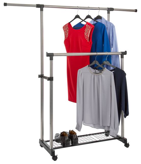 Tringle à vêtements aluminium robuste réglable avec tablette - PRACTO HOME - Image 4
