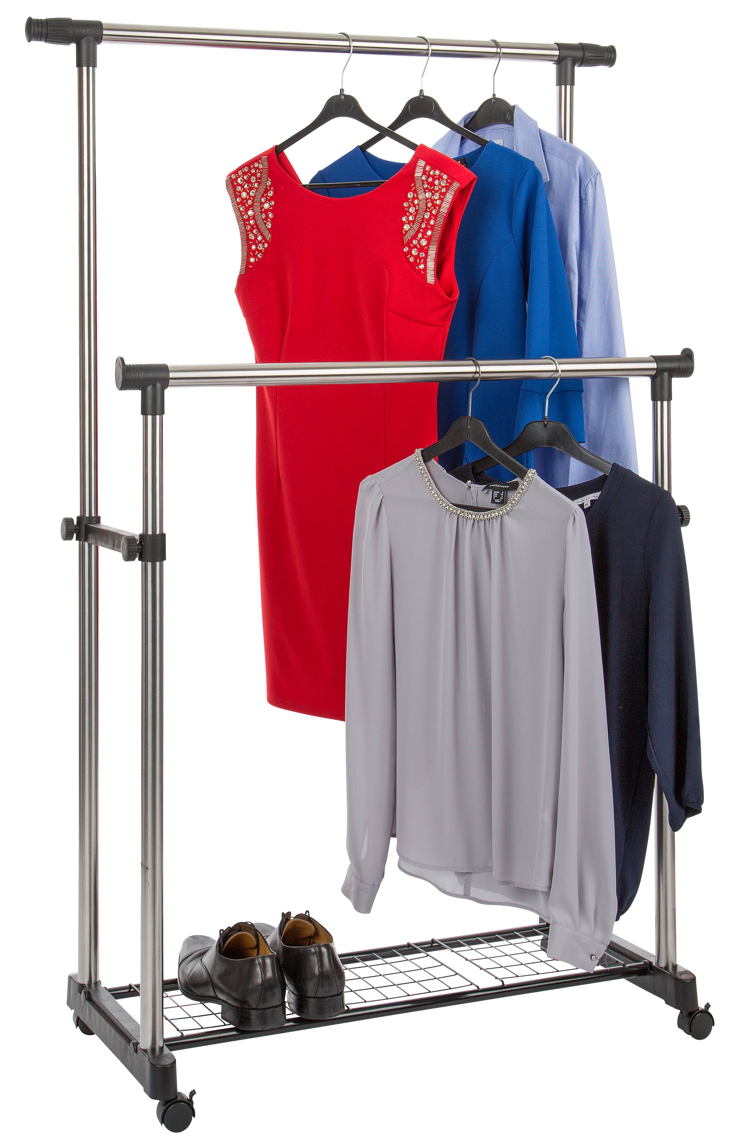 Tringle à vêtements aluminium robuste réglable avec tablette - PRACTO HOME - Image 3