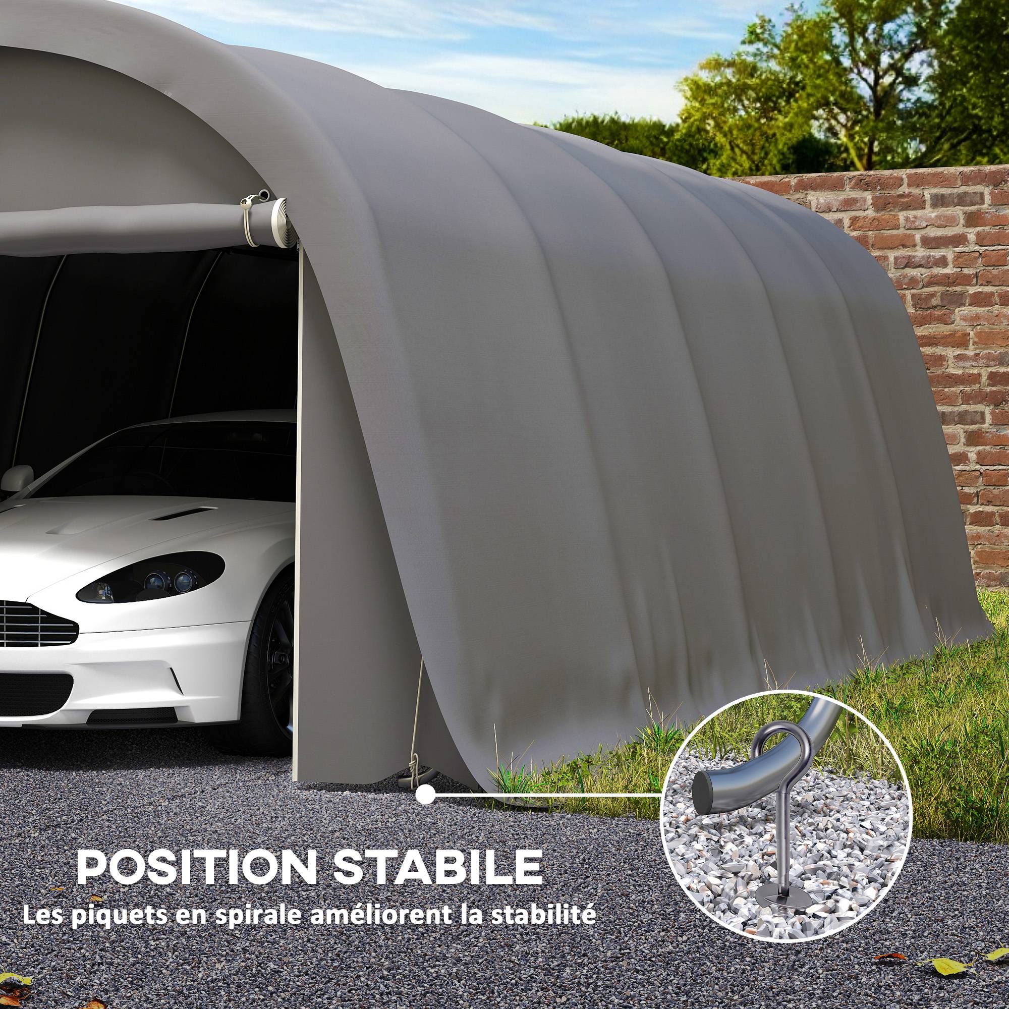 Carport Tente de Garage Acier Galvanisé pour Voiture et Stockage Parois Amovibles Gris Foncé - ComfortXL - Image 9