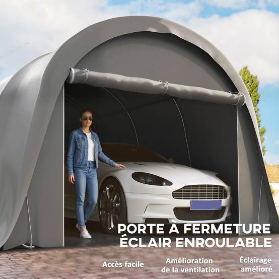 Carport Tente de Garage Acier Galvanisé pour Voiture et Stockage Parois Amovibles Gris Foncé - ComfortXL - Image 8