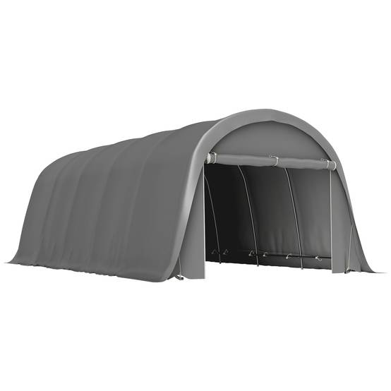 Carport Tente de Garage Acier Galvanisé pour Voiture et Stockage Parois Amovibles Gris Foncé - ComfortXL - Image 1