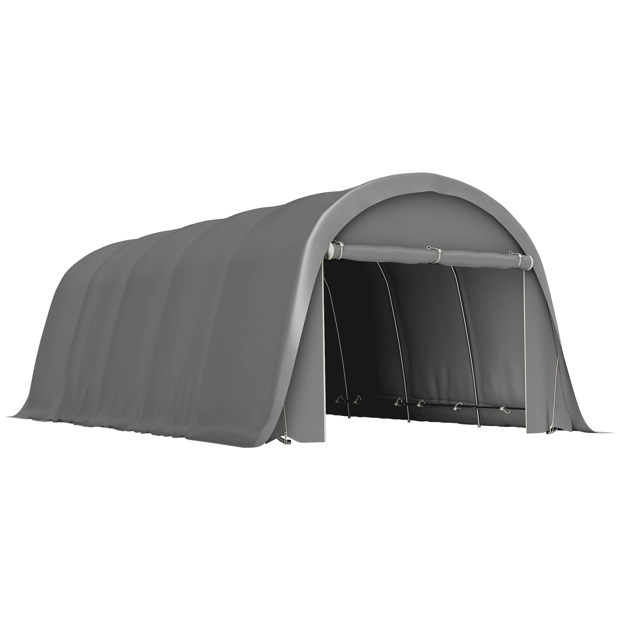 Carport Tente de Garage Acier Galvanisé pour Voiture et Stockage Parois Amovibles Gris Foncé - ComfortXL - Image 1