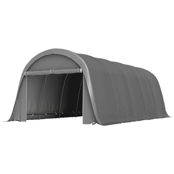 Carport Tente de Garage Acier Galvanisé pour Voiture et Stockage Parois Amovibles Gris Foncé - ComfortXL - Image 2