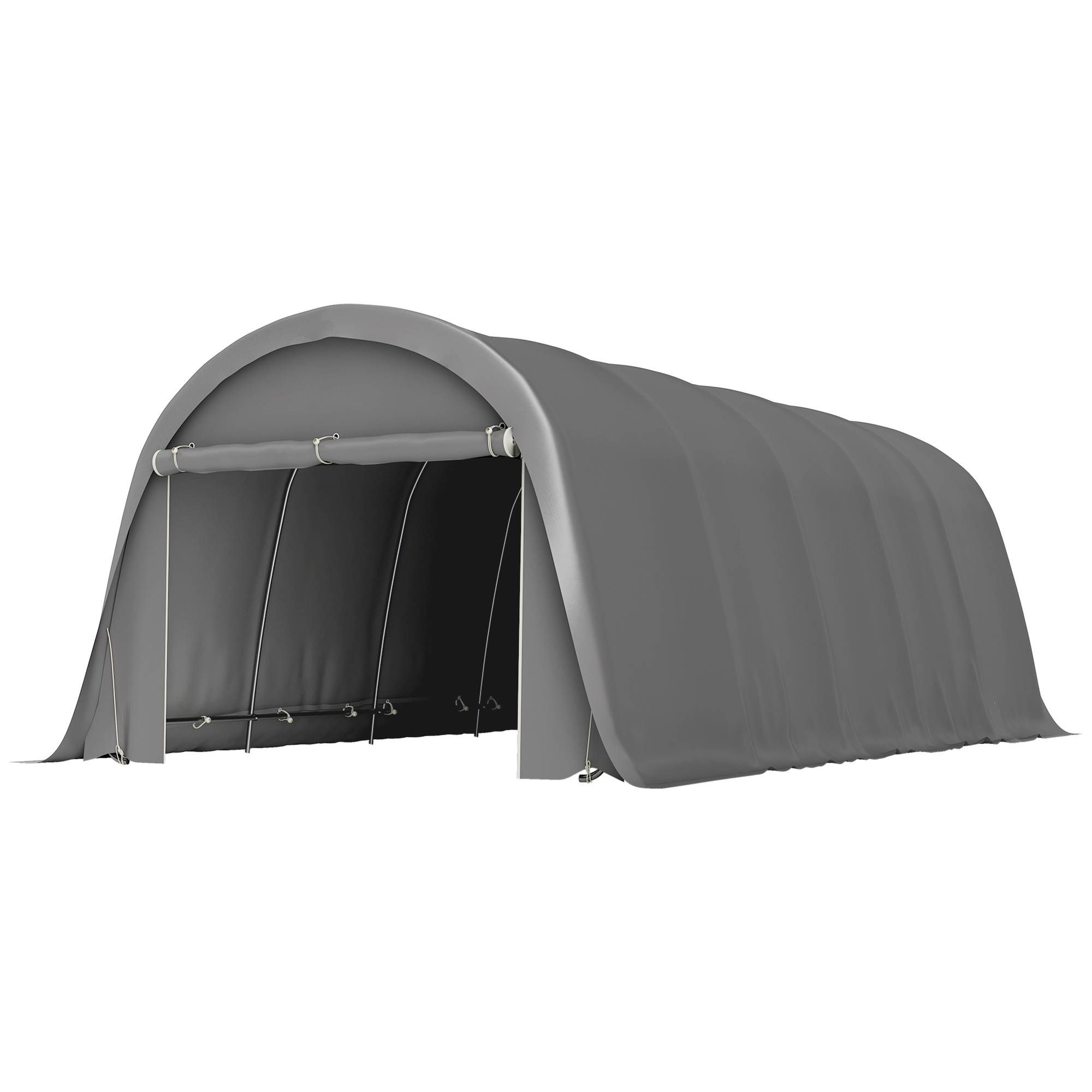 Carport Tente de Garage Acier Galvanisé pour Voiture et Stockage Parois Amovibles Gris Foncé - ComfortXL - Image 2