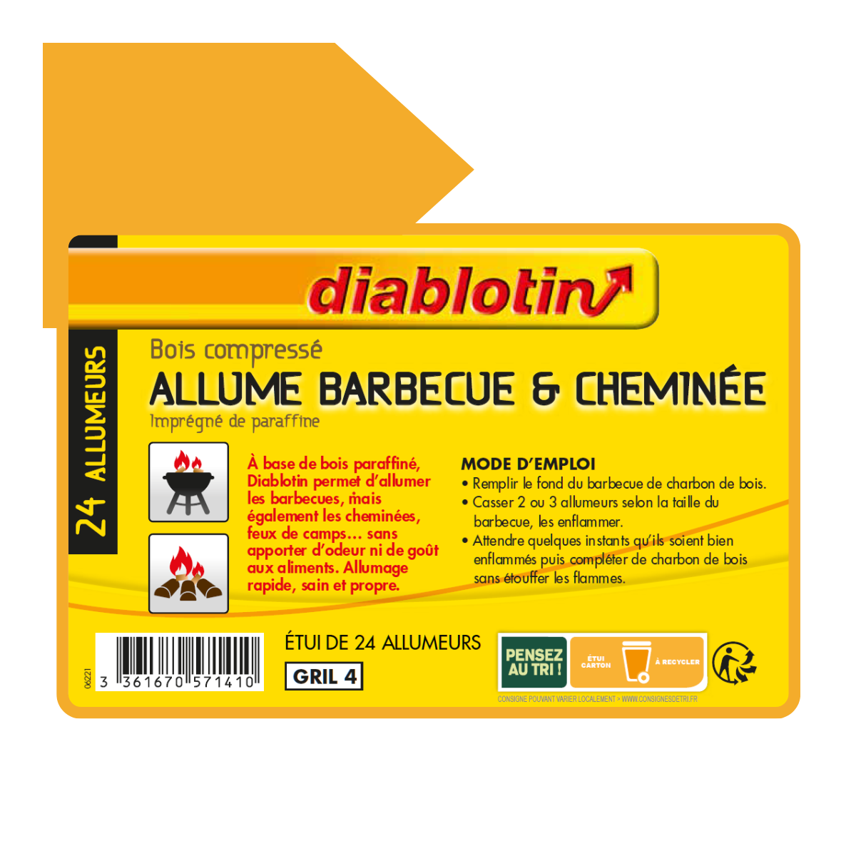 Diablotin - Diablotin Allume Barbecue Cheminée en bois compressé - Boite de 24 allumeurs - Imagen 3