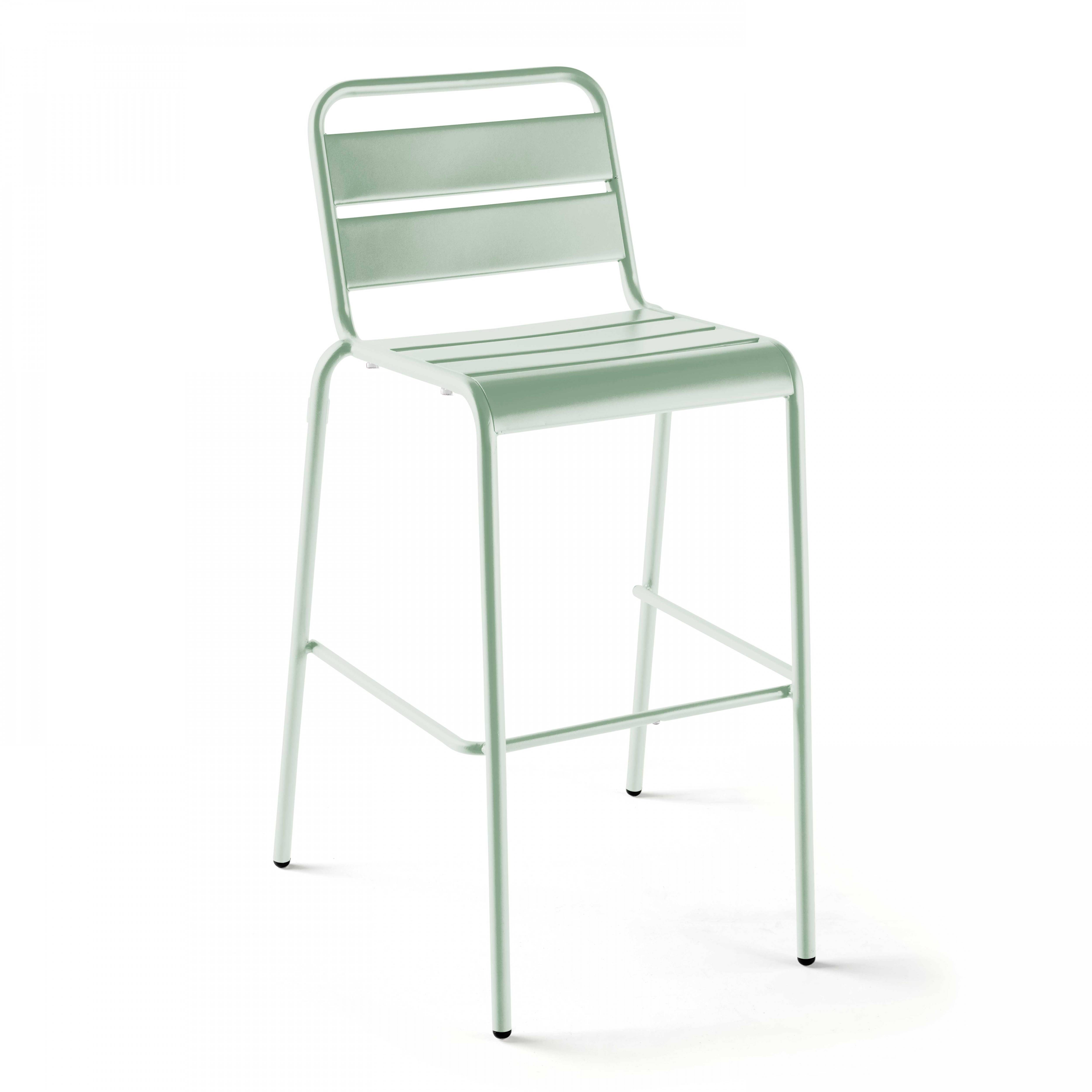 Oviala - Chaise haute de jardin en métal vert sauge Palavas - Oviala - Imagen 1
