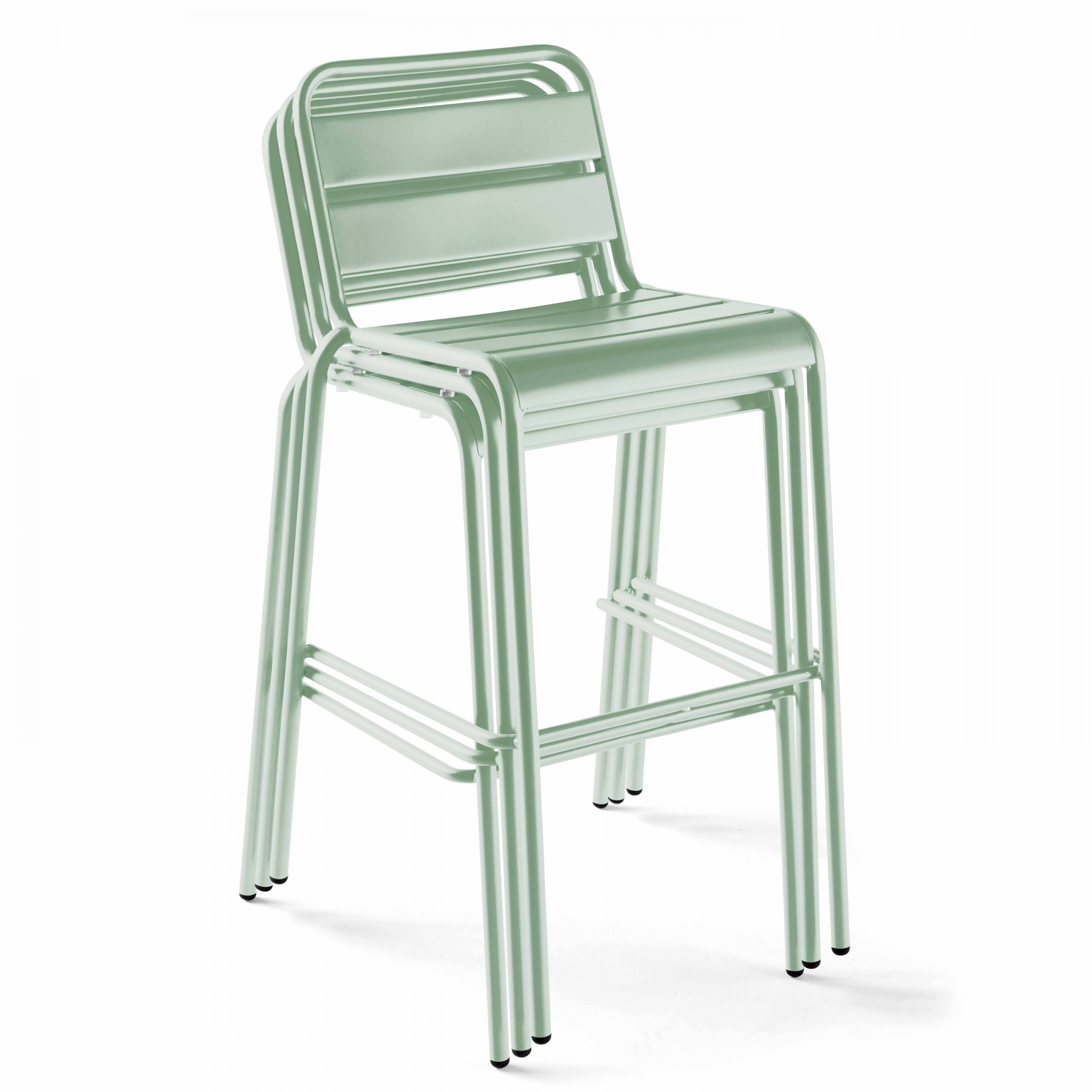 Oviala - Chaise haute de jardin en métal vert sauge Palavas - Oviala - Imagen 3