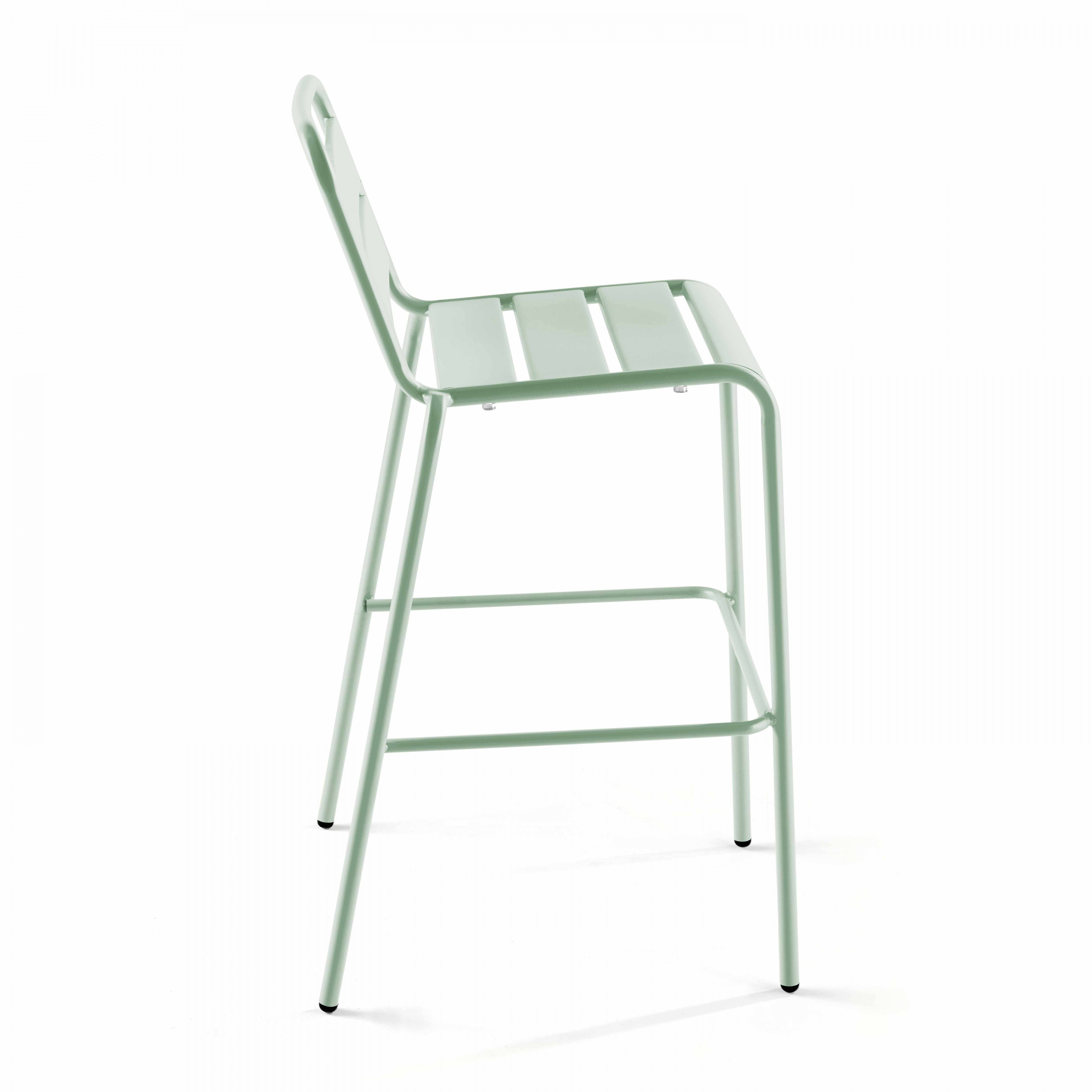 Oviala - Chaise haute de jardin en métal vert sauge Palavas - Oviala - Imagen 2