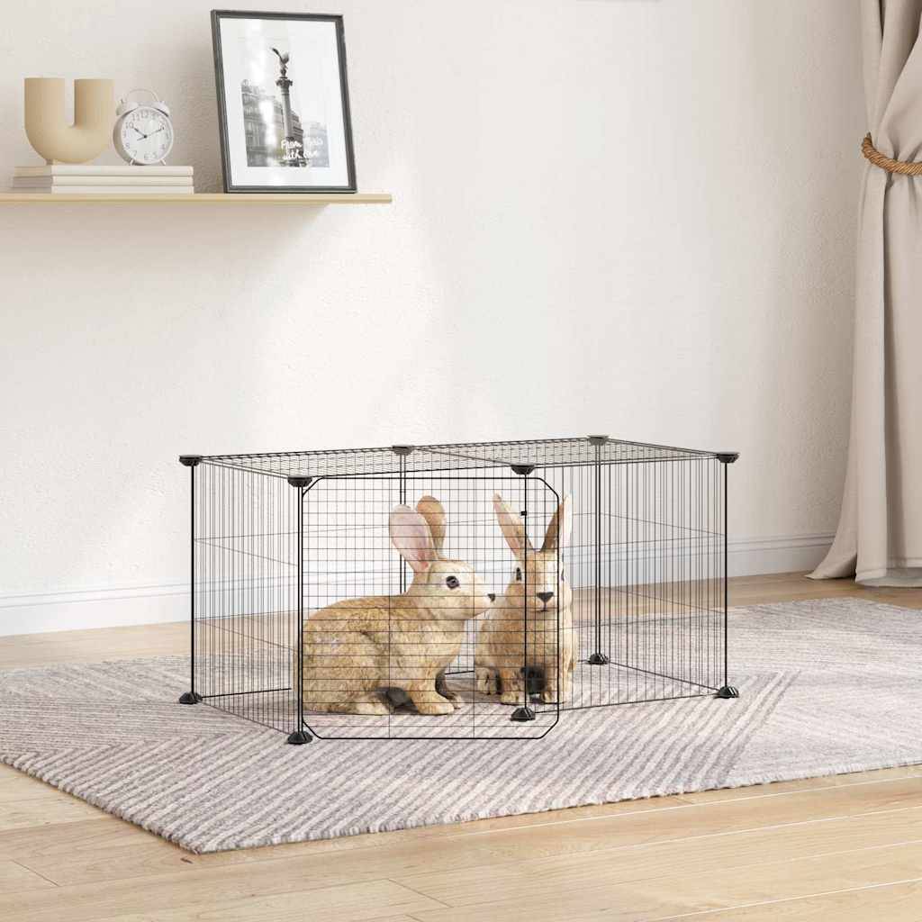 Vidaxl - Cage animaux de compagnie à 8 panneaux et porte Noir 70x35x35 cm vidaXL 3114053 - Imagen 1