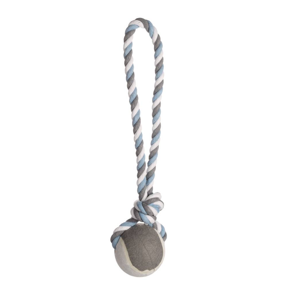 Jouet Corde à tirer avec balle Bleu ø 12 cmx 50 cm pour chien - Image 1