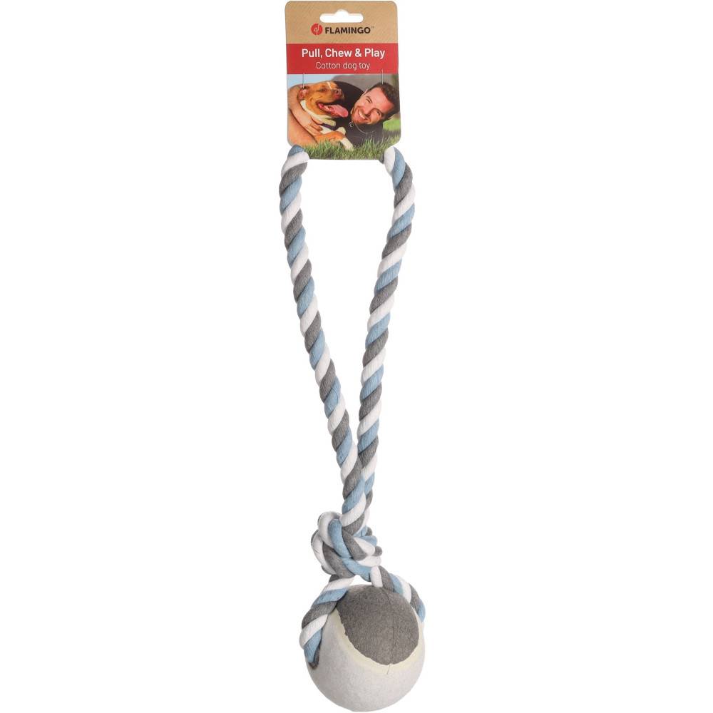Jouet Corde à tirer avec balle Bleu ø 12 cmx 50 cm pour chien - Image 3