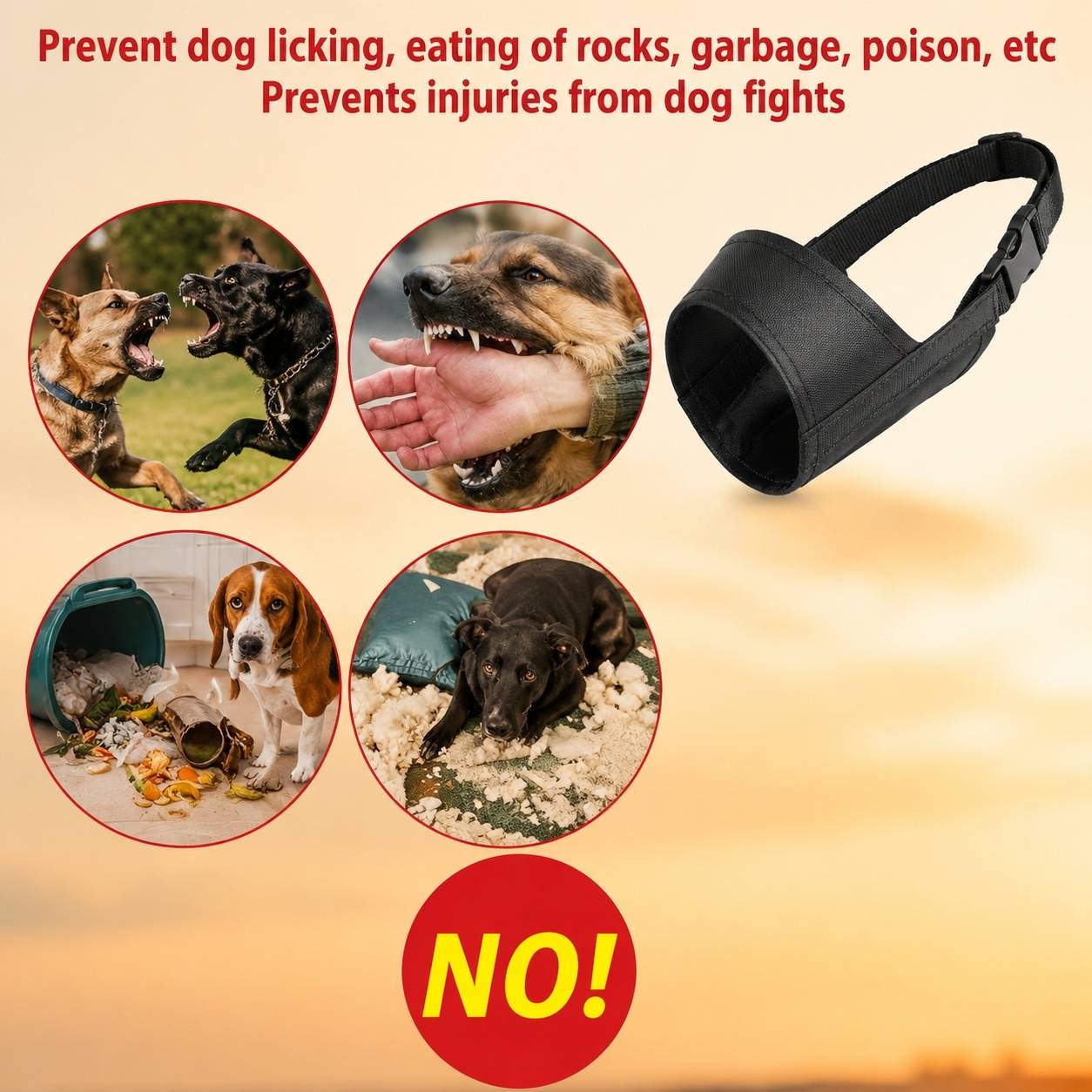 Musaillon Chien Réglable Respirant Confortable en Nylon Anti Mordaison Aboiement - Image 5