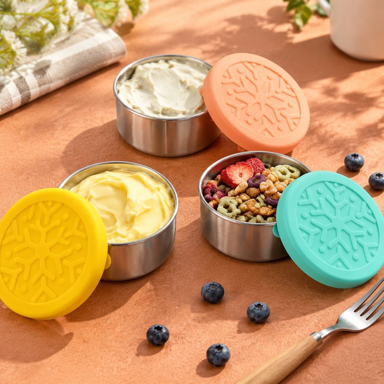 Lot de 3 Boîtes de Conservation Acier Inoxydable avec Couvercles Silicone pour Collations et Repas - Image 8