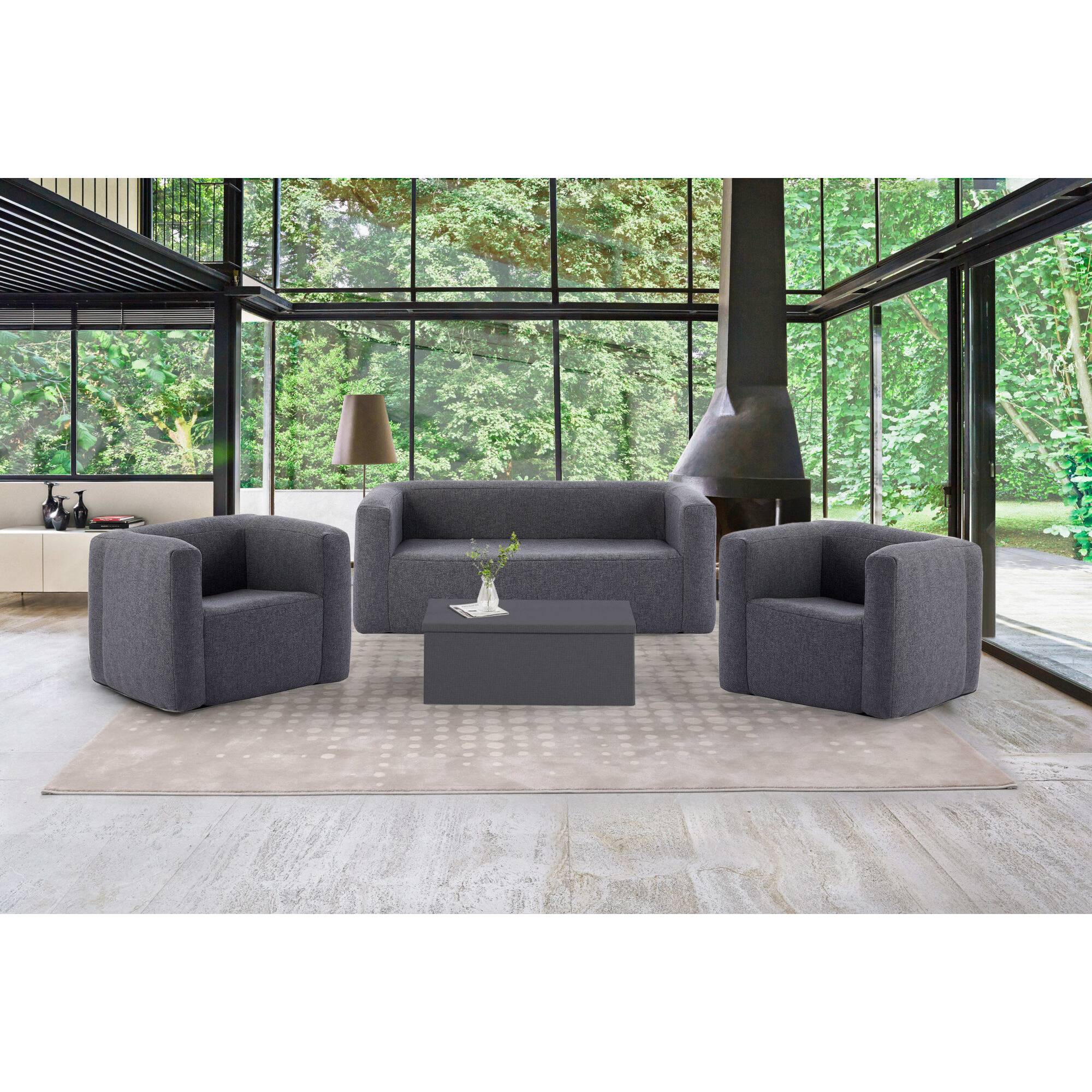 Table coffre Terracotta - Ouverture sur le dessus - Intérieur et extérieur - Couleur Gris foncé - Imagen 3