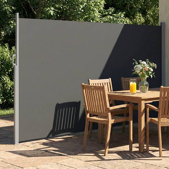 Store latéral rétractable imperméable et résistant aux UV 50+, en aluminium, acier et polyester, 420 x 185 cm, gris foncé - Image 10