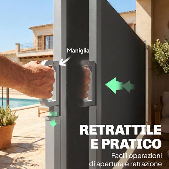 Store latéral rétractable imperméable et résistant aux UV 50+, en aluminium, acier et polyester, 420 x 185 cm, gris foncé - Image 7