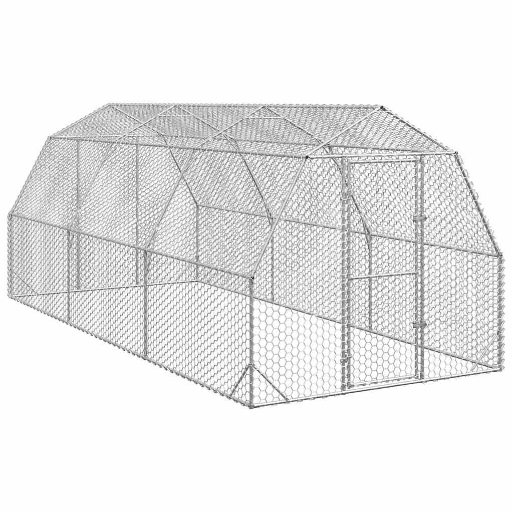 Enclos poulailler extérieur 15 m² acier galvanisé parc grillagé volailles Argent – ComfortXL Outdoor Living - Image 1