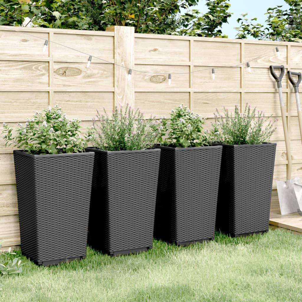 Maison Chic - Lot de 4 Jardinières, Bac à fleurs, Pot de fleurs noir 32,5x32,5x57 cm polypropylène - Imagen 3