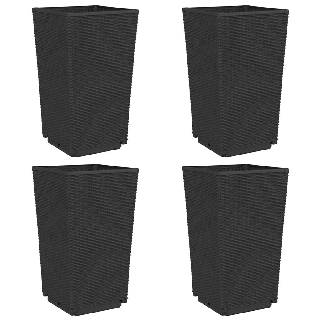 Maison Chic - Lot de 4 Jardinières, Bac à fleurs, Pot de fleurs noir 32,5x32,5x57 cm polypropylène - Imagen 1
