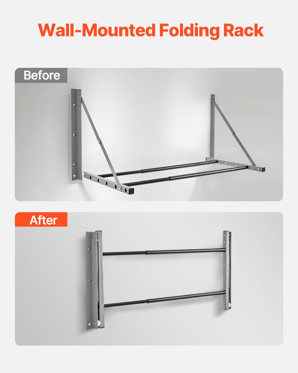VEVOR Support rangement pneus mural pliable, réglable 81-122 cm, charge 136 kg. - Image 5