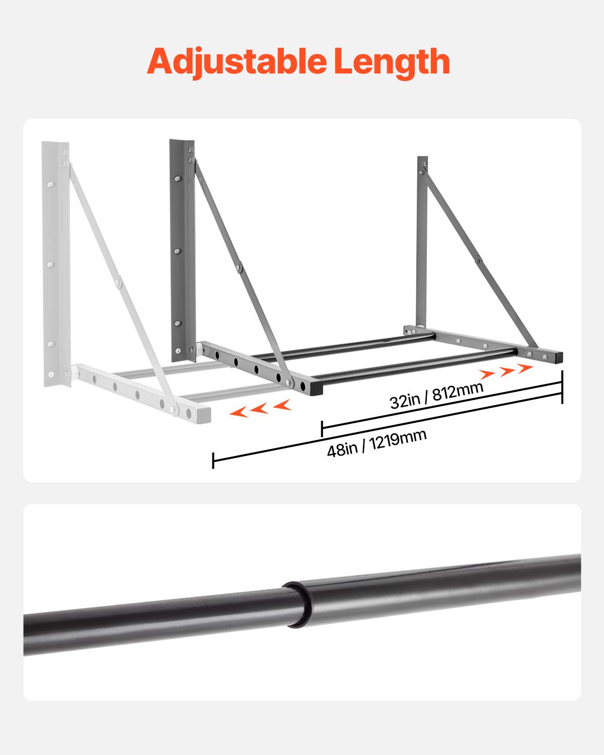 VEVOR Support rangement pneus mural pliable, réglable 81-122 cm, charge 136 kg. - Image 4