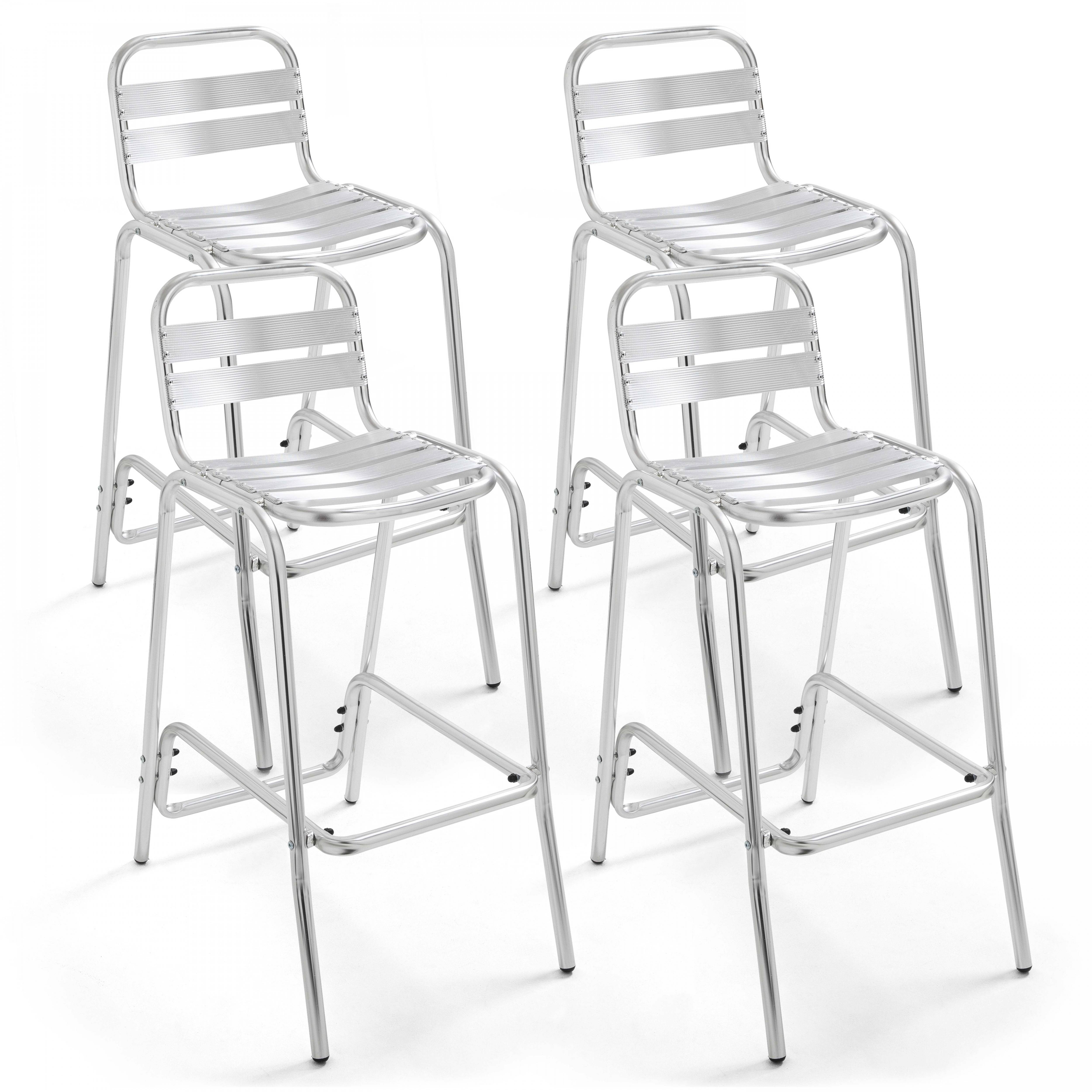Oviala - Lot de 4 chaises hautes en aluminium gris Soho - Oviala