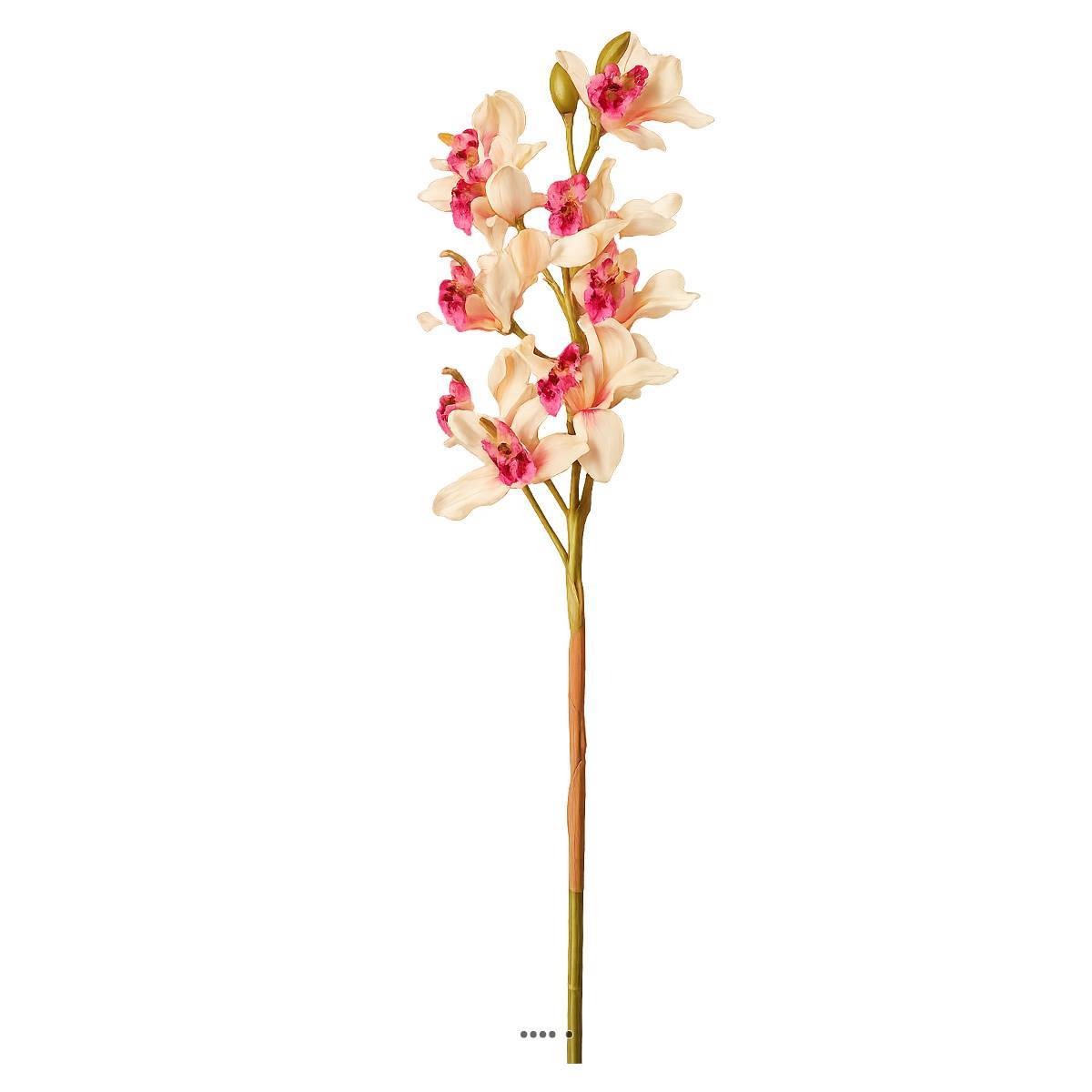 Artificielles - Superbe orchidée artificielle en tige H 85 cm 9 fleurons rose-crème - Imagen 2