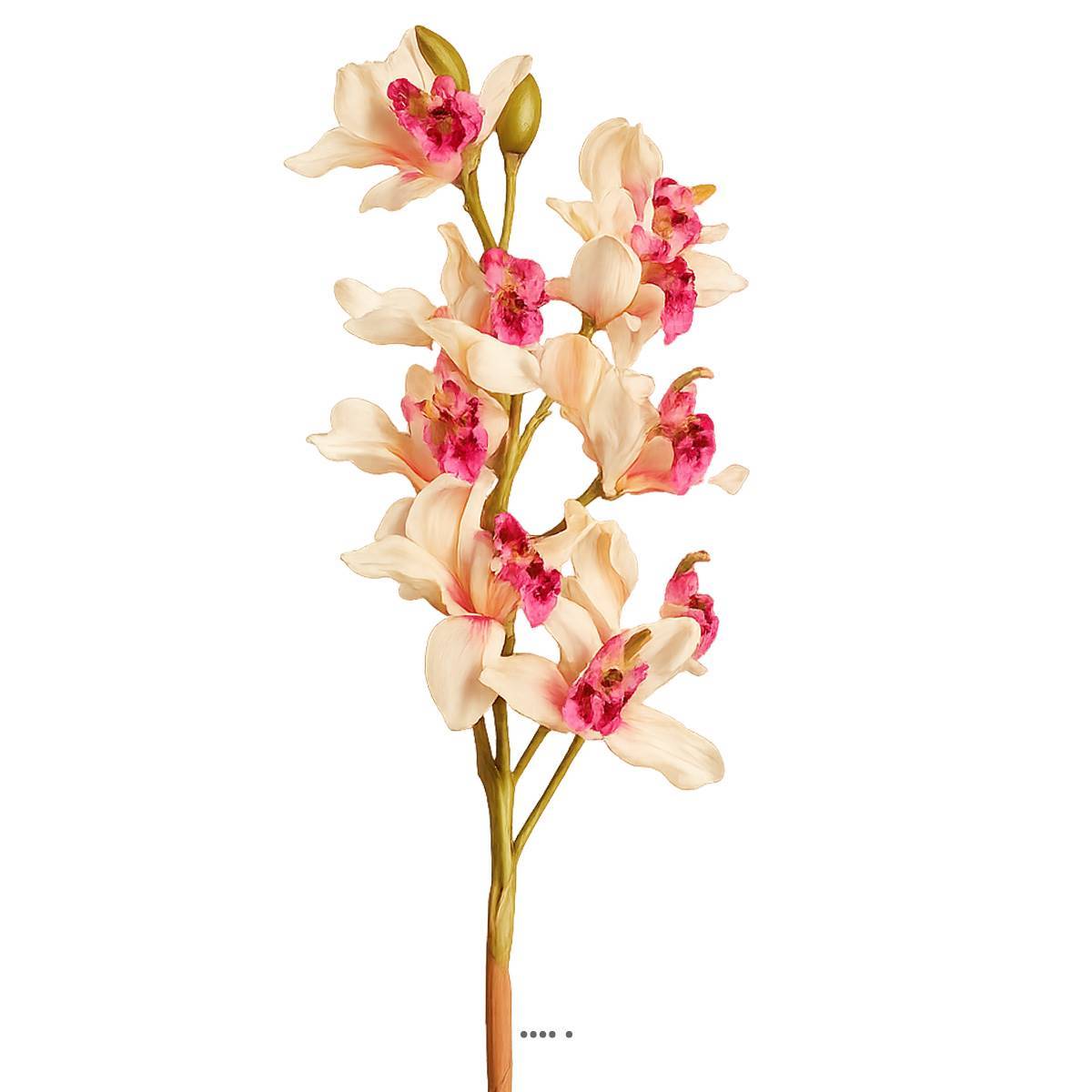 Artificielles - Superbe orchidée artificielle en tige H 85 cm 9 fleurons rose-crème - Imagen 3