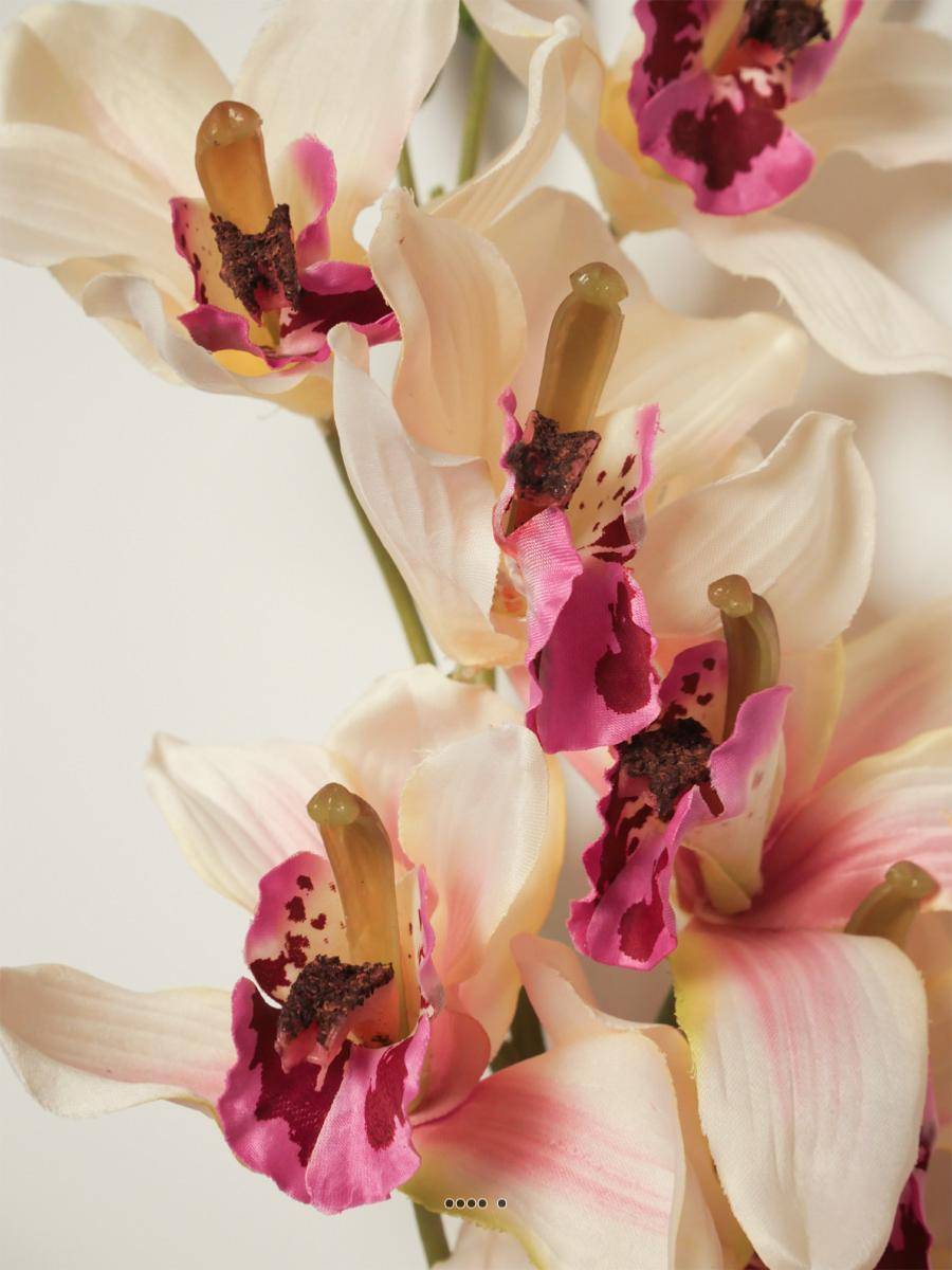 Artificielles - Superbe orchidée artificielle en tige H 85 cm 9 fleurons rose-crème - Imagen 4