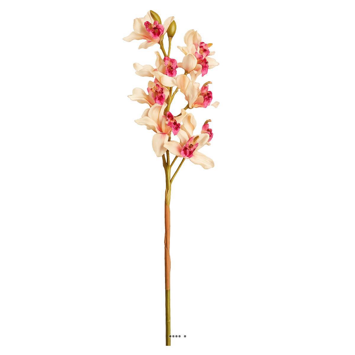 Artificielles - Superbe orchidée artificielle en tige H 85 cm 9 fleurons rose-crème - Imagen 1