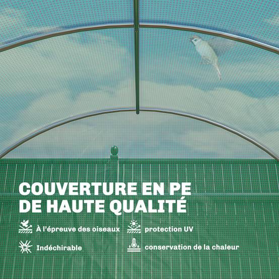 Outsunny - Serre tunnel de jardin 18m² 295x597x200cm - avec portes et 12 fenêtres avec moustiquaires - bâche PE 140 g/m² - vert - Outsunny - Image 8