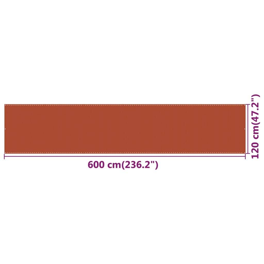 Helloshop26 - Écran de balcon brise pare vue protection confidentialité 120 x 600 cm PEHD orange - Imagen 5