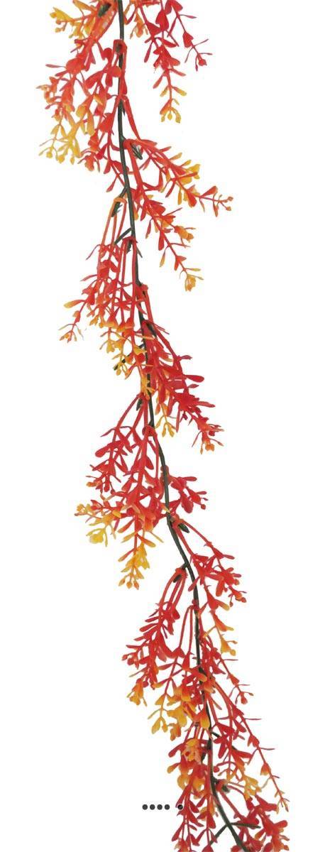 Artificielles - Guirlande de 60 Herbe de Corail Orange artificielles plastique L180 cm - couleur: Jaune-orange - Imagen 1