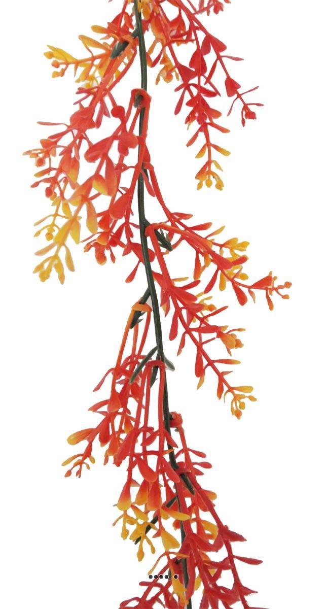 Artificielles - Guirlande de 60 Herbe de Corail Orange artificielles plastique L180 cm - couleur: Jaune-orange - Imagen 2