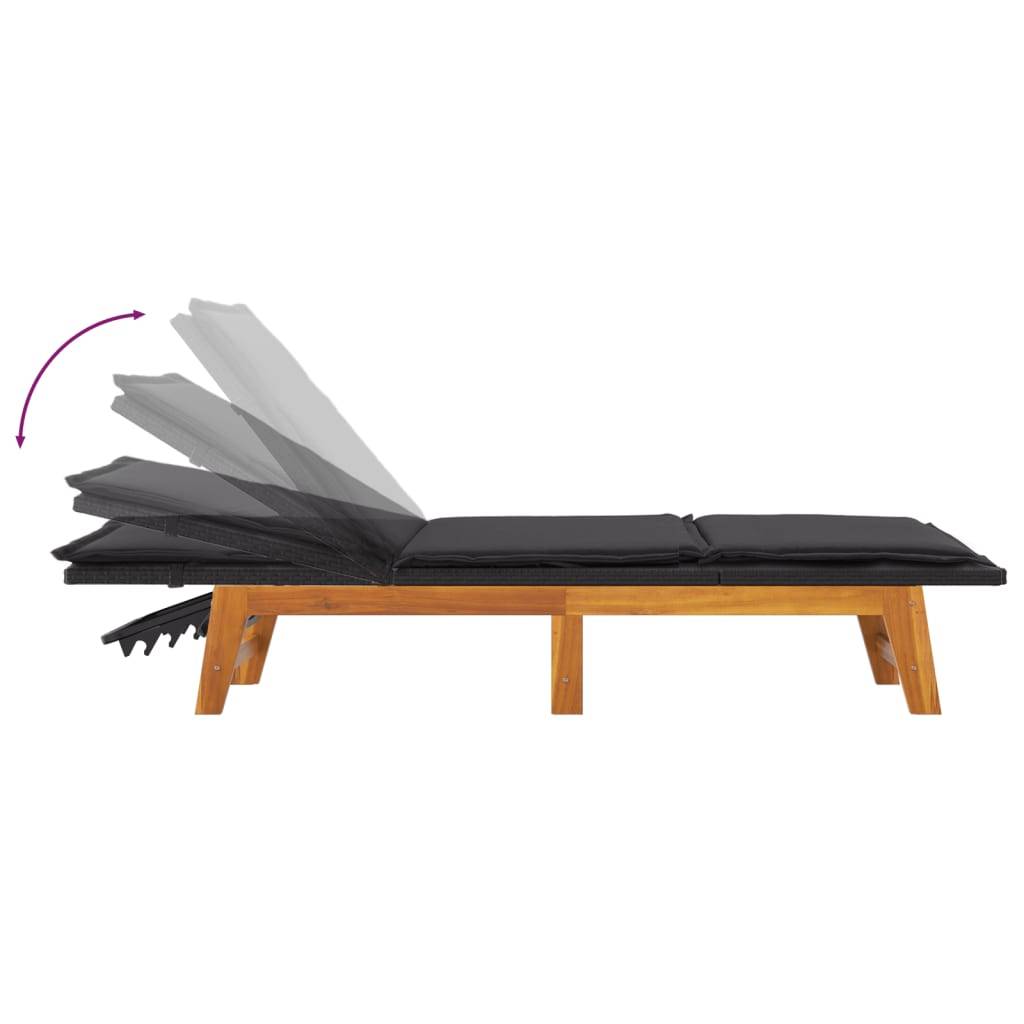 Helloshop26 - Transat chaise longue bain de soleil lit de jardin terrasse meuble d'extérieur avec table résine tressée et bois massif d'acacia - Imagen 5
