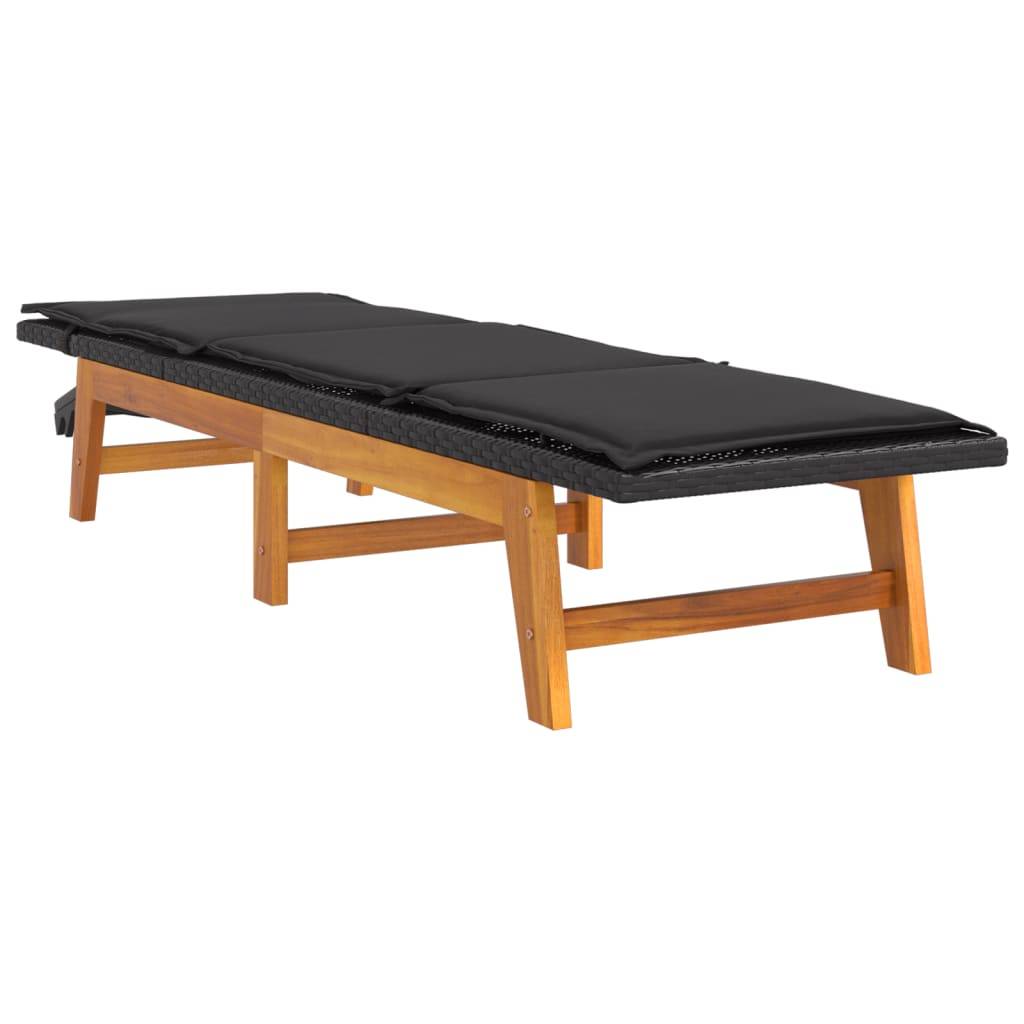 Helloshop26 - Transat chaise longue bain de soleil lit de jardin terrasse meuble d'extérieur avec table résine tressée et bois massif d'acacia - Imagen 3