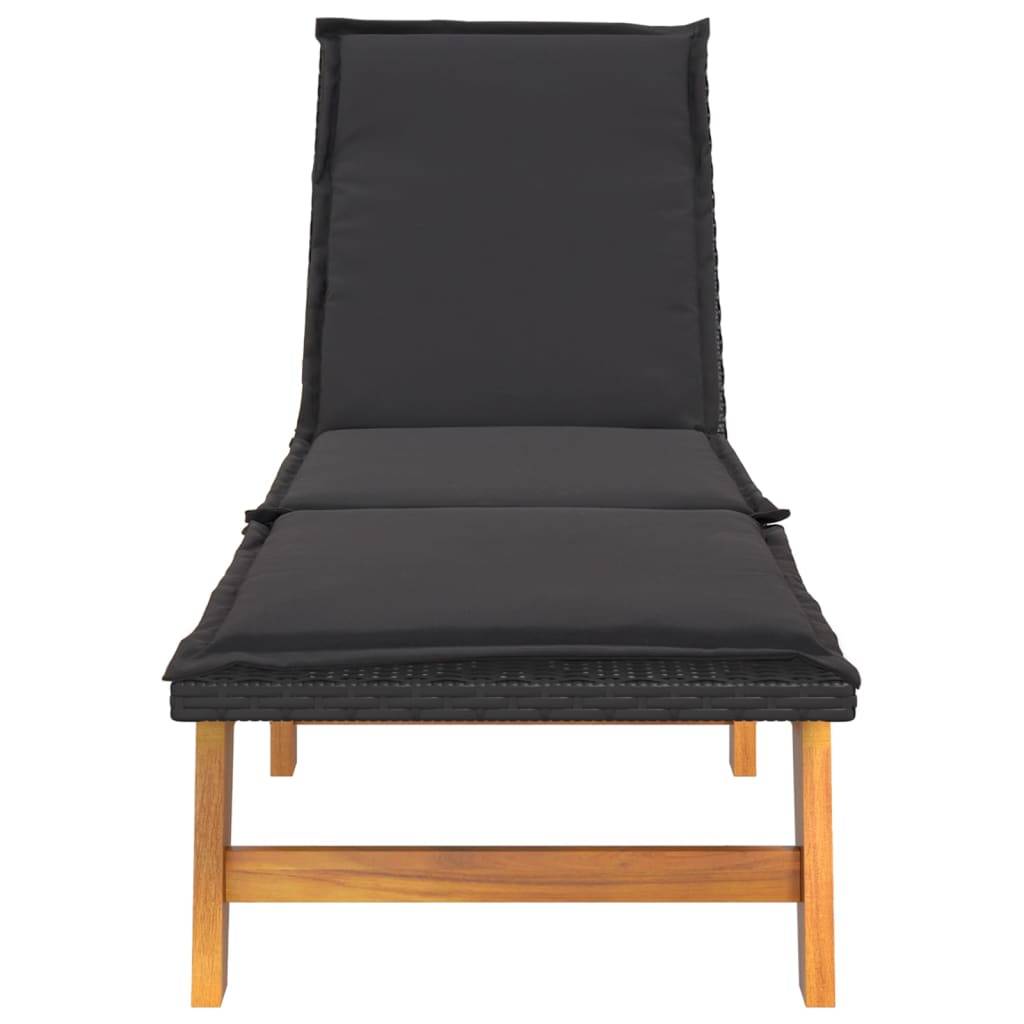 Helloshop26 - Transat chaise longue bain de soleil lit de jardin terrasse meuble d'extérieur avec table résine tressée et bois massif d'acacia - Imagen 4