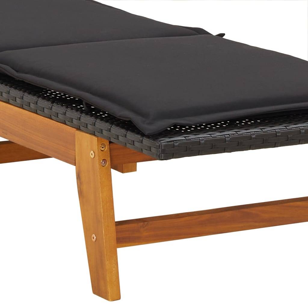 Helloshop26 - Transat chaise longue bain de soleil lit de jardin terrasse meuble d'extérieur avec table résine tressée et bois massif d'acacia - Imagen 7