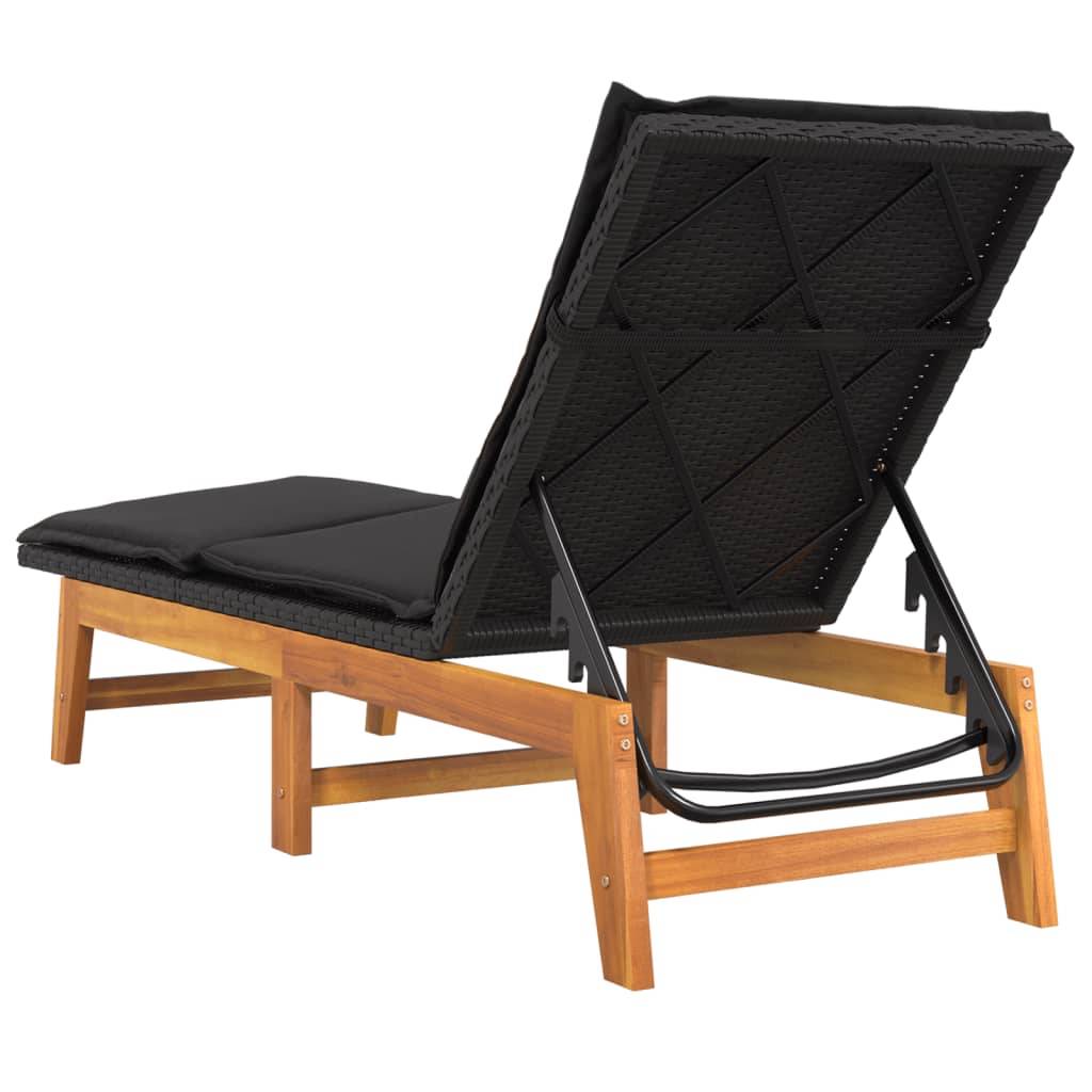 Helloshop26 - Transat chaise longue bain de soleil lit de jardin terrasse meuble d'extérieur avec table résine tressée et bois massif d'acacia - Imagen 6