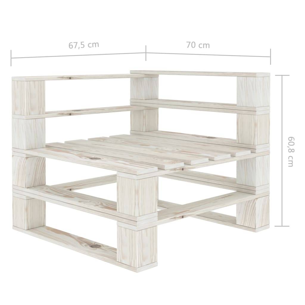Helloshop26 - Canapé d'angle palette de jardin bois 70 x 67,5 x 60,8 cm blanc - Imagen 5