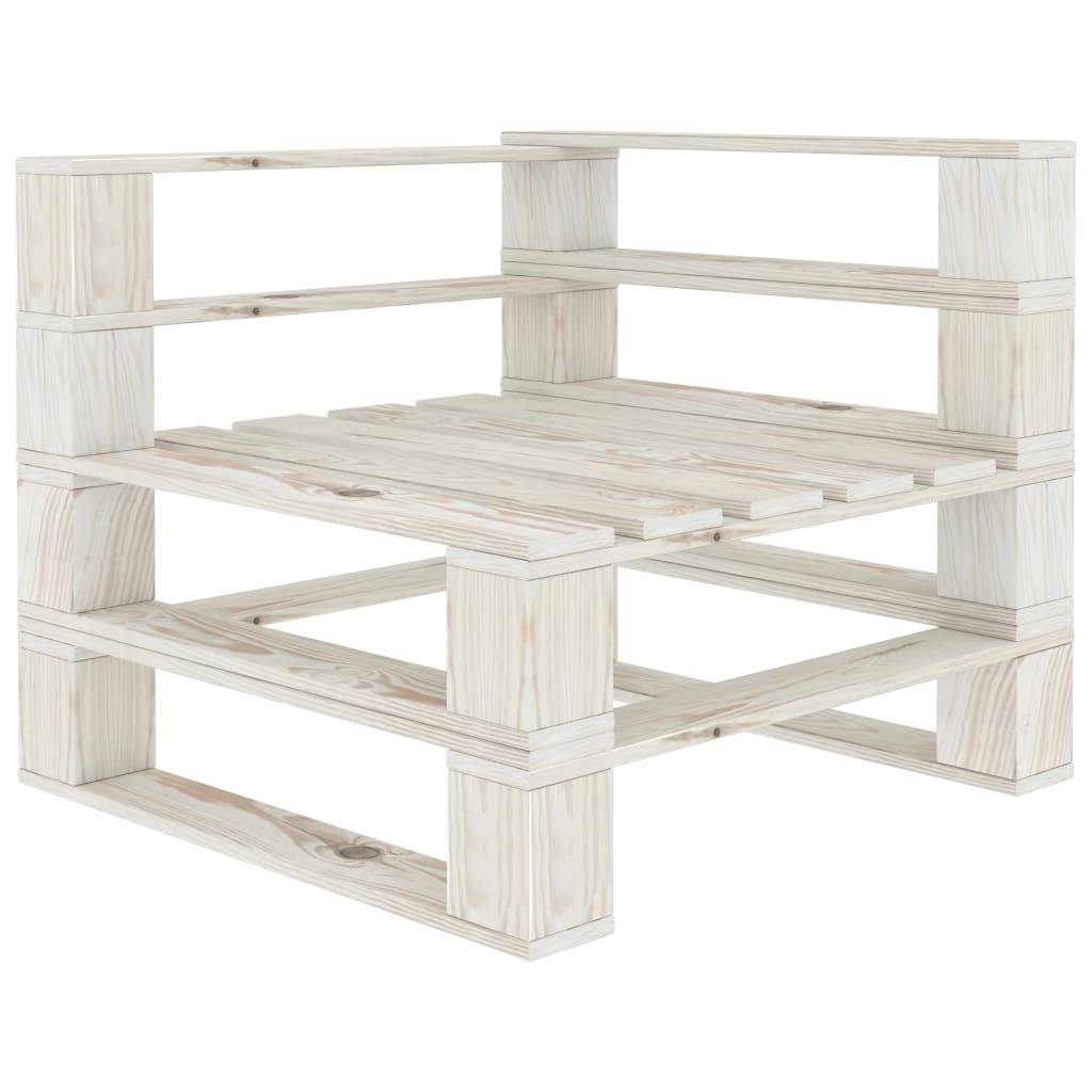 Helloshop26 - Canapé d'angle palette de jardin bois 70 x 67,5 x 60,8 cm blanc - Imagen 1