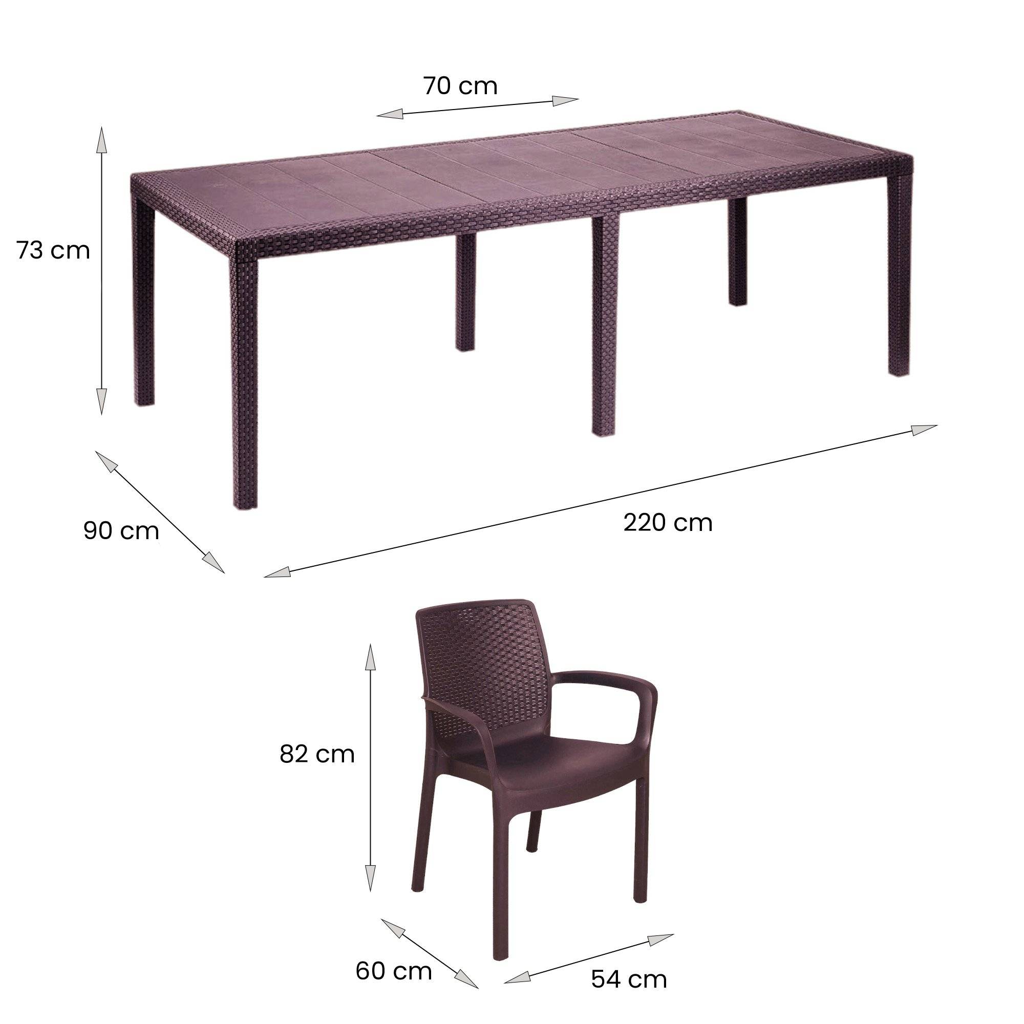 Dmora - Set salon d'extérieur Manarola, Table d'extérieur extensible avec 4 chaises, table et sièges de jardin effet rotin, 100% Made in Italy, marron - Imagen 3
