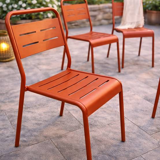 Lot de 6 chaises de jardin empilables terracotta BERGAME - Image 6