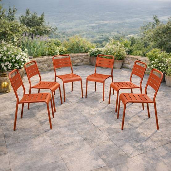 Lot de 6 chaises de jardin empilables terracotta BERGAME - Image 2